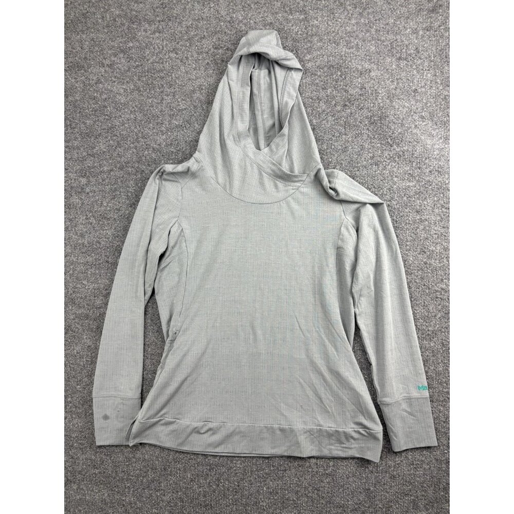 Marmot Hooded Shirt Womens Large Gray Lightweight Zip Pocket Running Hiking